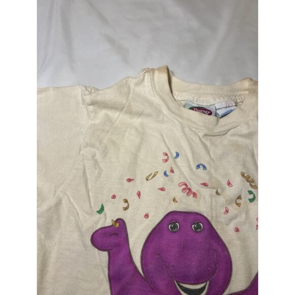 Vtg 1990s Barney Shirt Kids Purple Dinosaur Lyons Group Sz 5 10 Year Anniversary - Picture 4 of 10